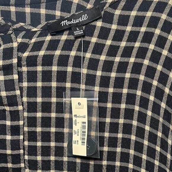 Madewell Button-Back Peplum Top in Mini Windowpane in Check Twill - Picture 3 of 8